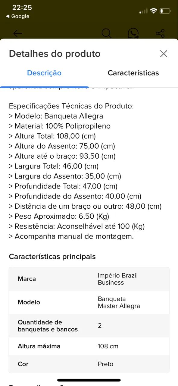 2 Banquetas Allegra preta 108cm - Foto 5