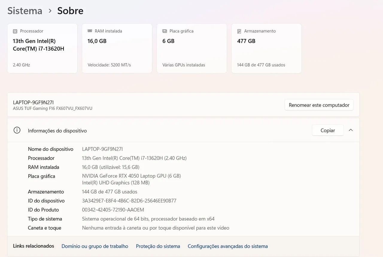Notebook Asus TUF 16F - troco por MacBook  - Foto 6