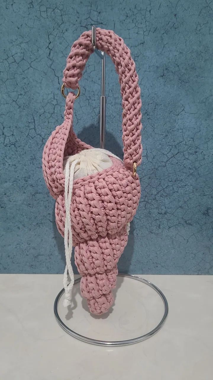 Bolsa concha caracol em crochê 