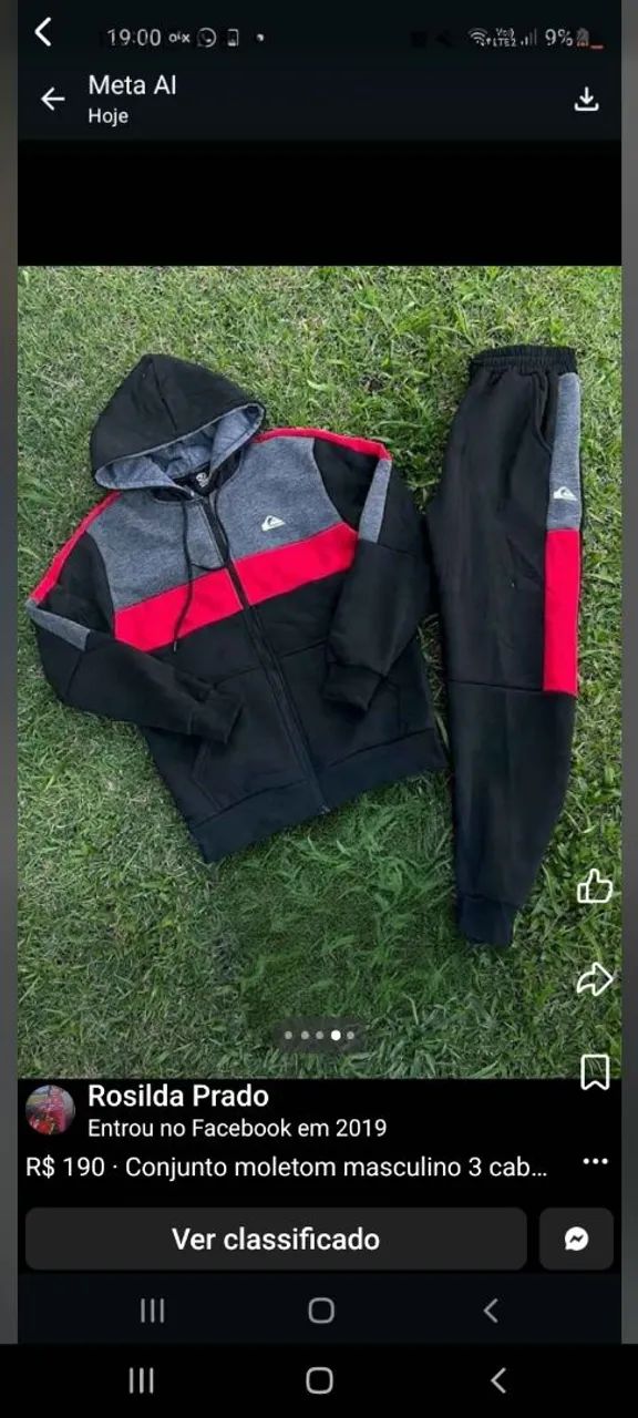 Conjunto moletom masculino 3 cabos 