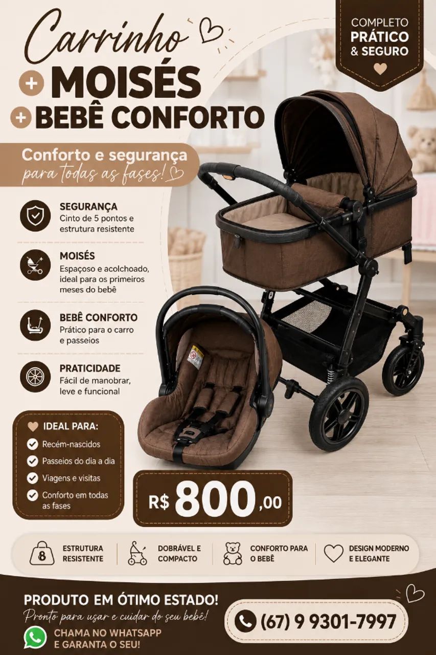 Carrinho Moisés +bebê conforto 