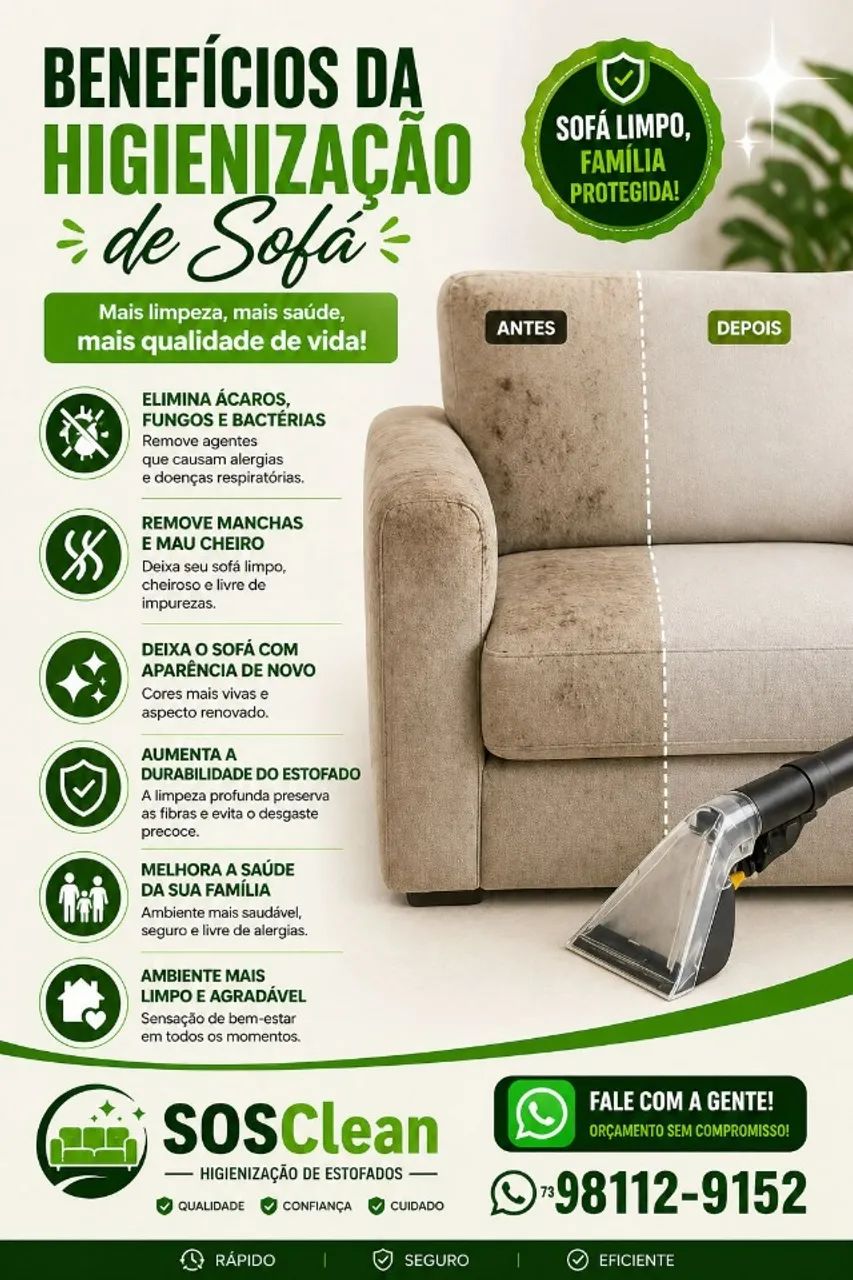 Limpeza e Higenização de estofados 