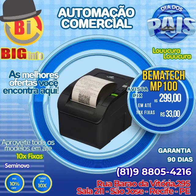 Impressora Termica Bematech MP 100 - Em ate 10x Fixas 