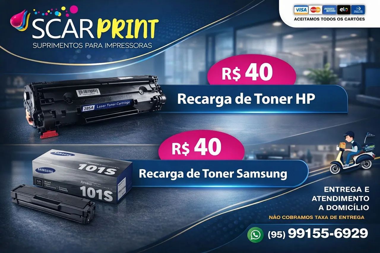 Venda e recarga de toner de impressoras 