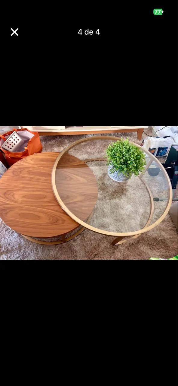 Mesa de centro com tampo de vidro - Foto 4