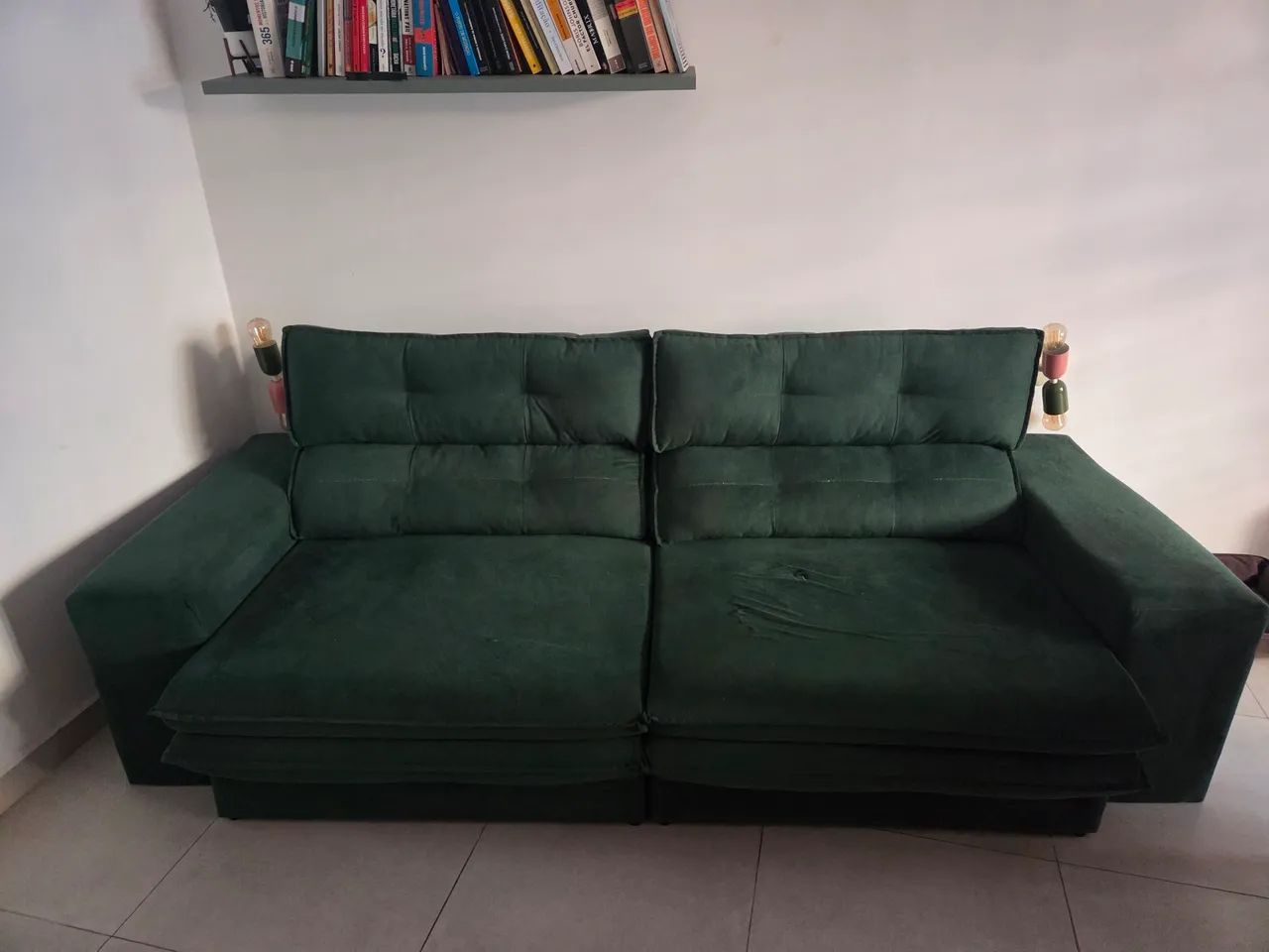 Sofá retrátil 2,5m verde escuro