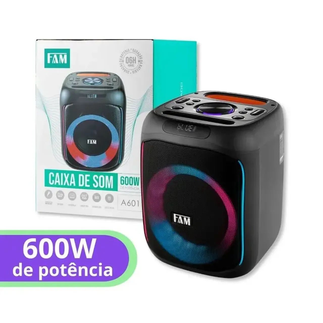 Caixa de som 600w e microfone sem fio - Foto 3