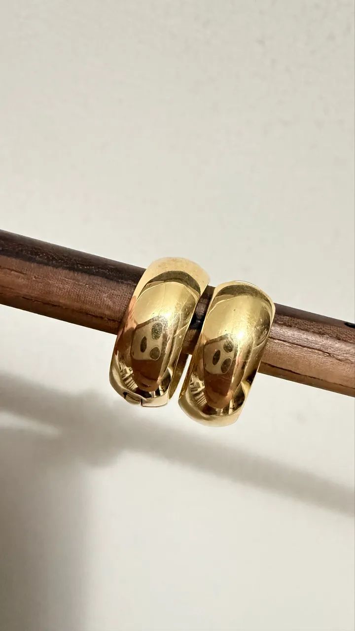 Brinco Argola com pedra OURO - Foto 2