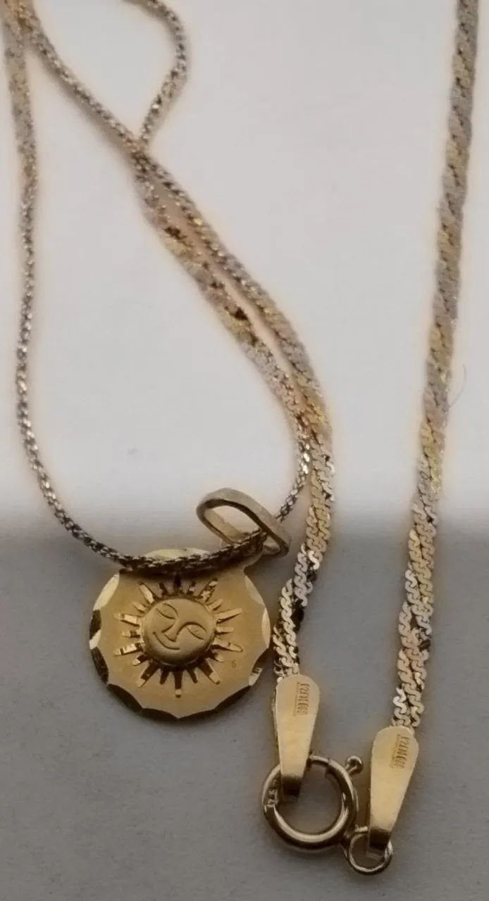 Colar, pingente , pulseira  , tres cores, ouro 18k - Foto 3