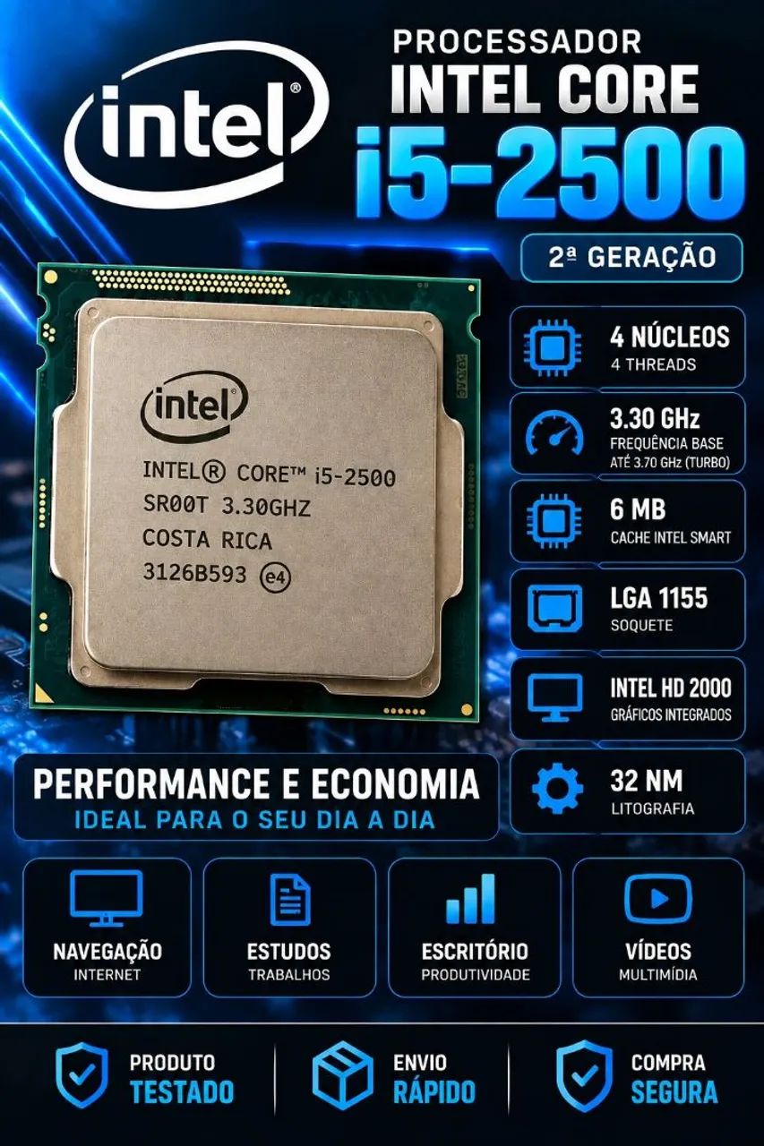 Processador Intel Core i5-2500 2ª Geração 3.30GHz LGA 1155 4 Núcleos
