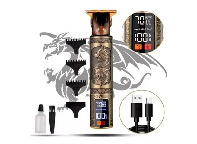 Máquina de Acabamento Cabelo e Barba Sem Fio Digital Recarregável