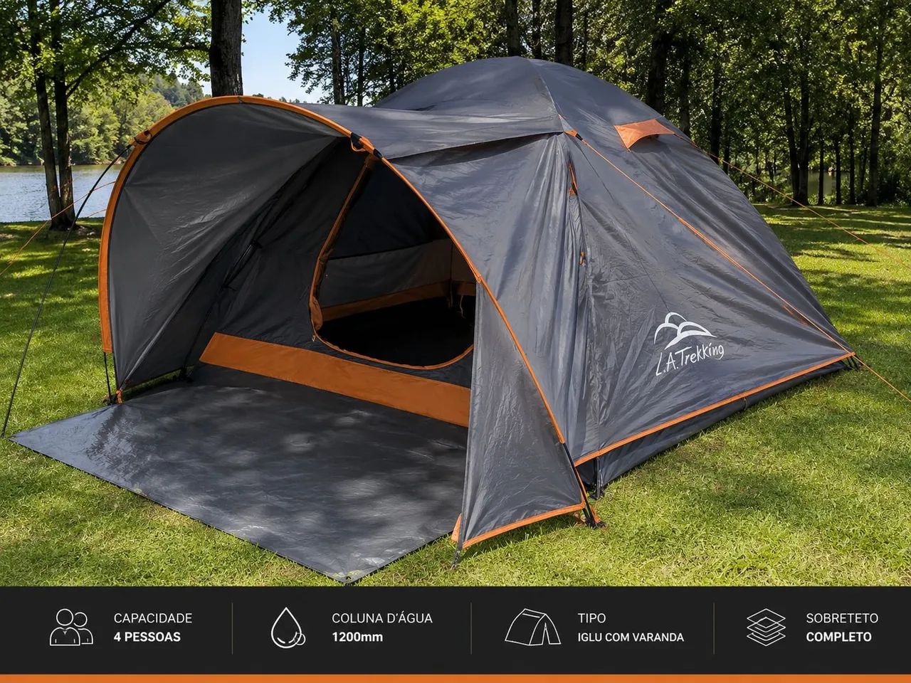 Barraca de Camping L.A. Trekking 4 pessoas com Varanda - Completa