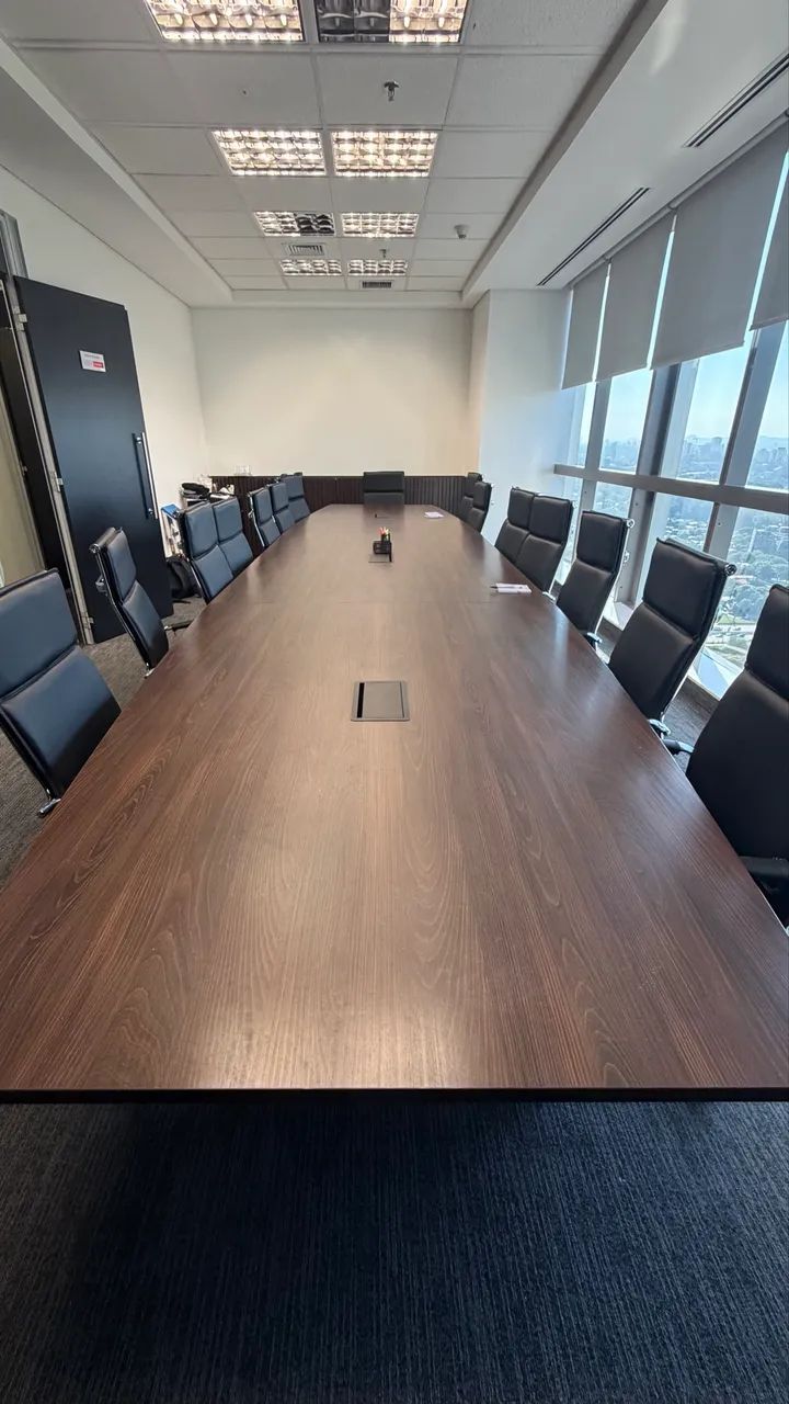 MESA PREMIUM CORPORATIVA 14 lugares + armário baixo ripado