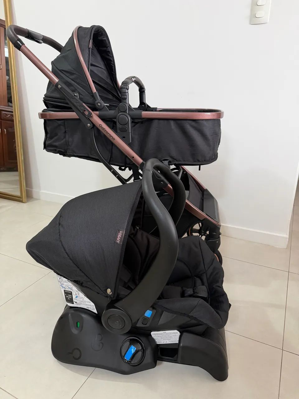 Vendo carrinho de bebê Galzerano Zoe e bebê conforto  - Foto 2