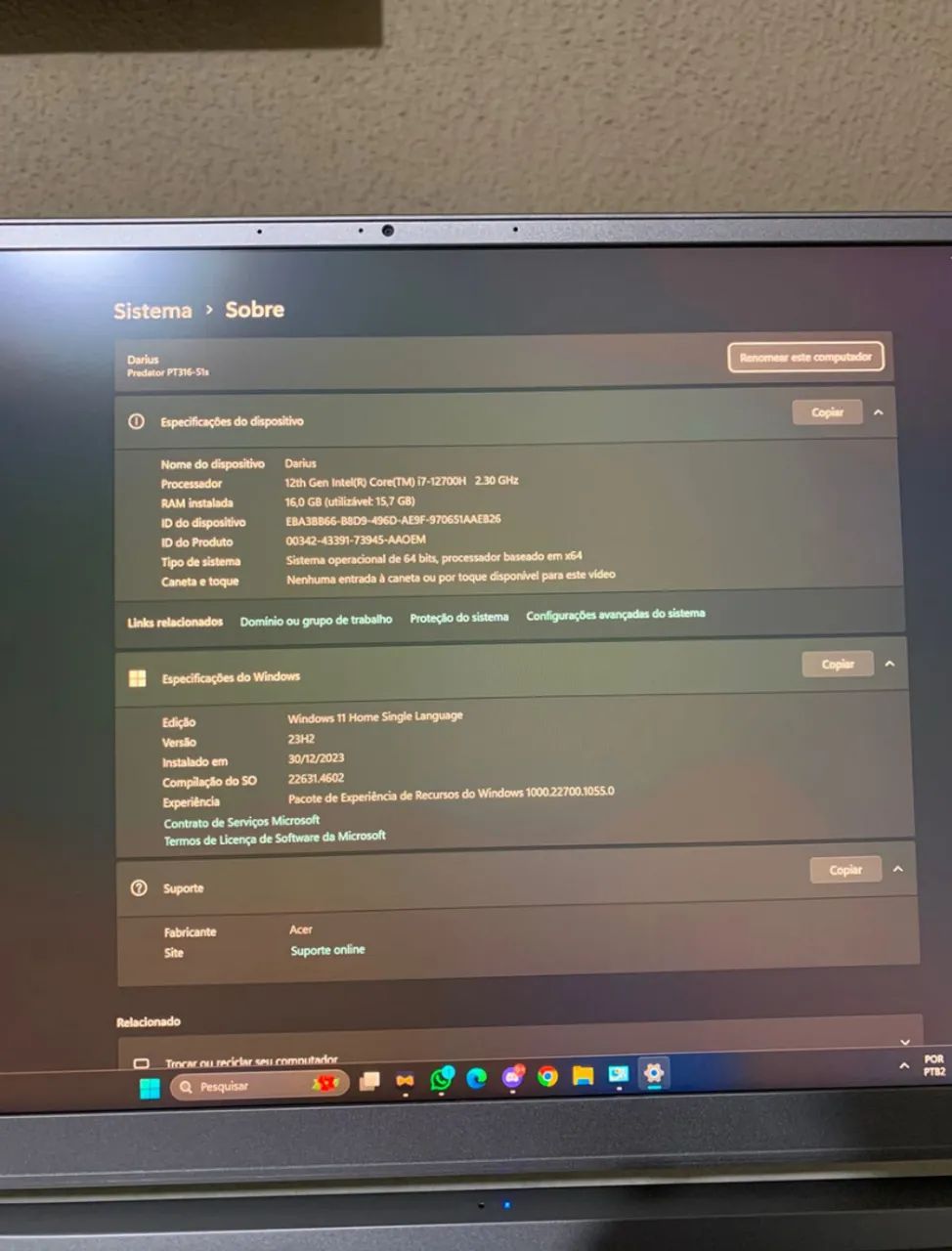 Notebook Gamer Acer Predator Triton 300 SE - Foto 3