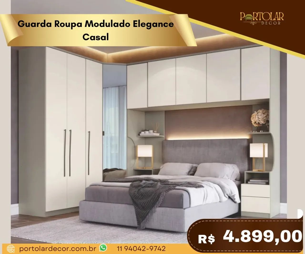 Guarda roupa modulado Elegance , à pronta entrega 