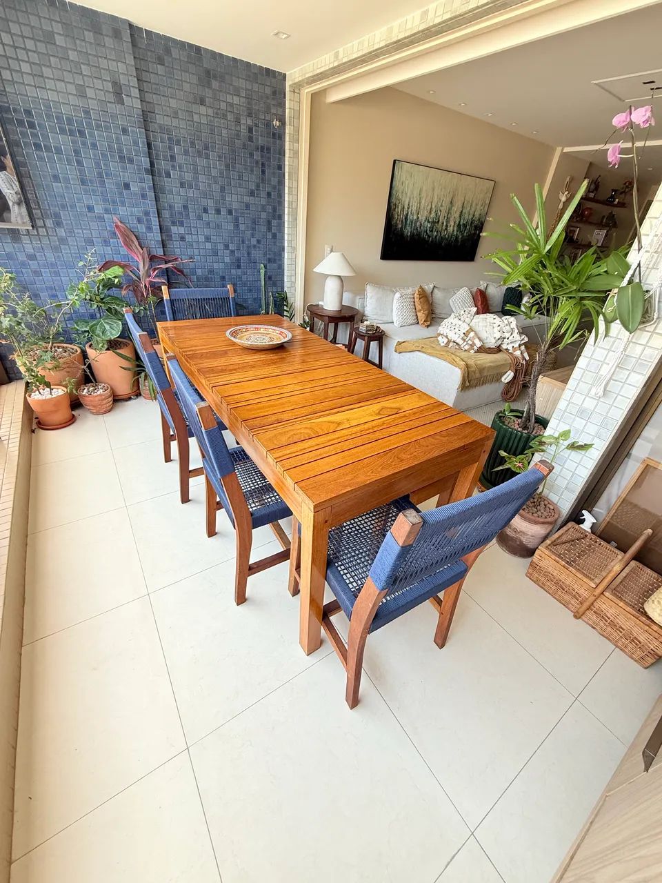 Mesa madeira e cadeiras em corda náutica  - Foto 3
