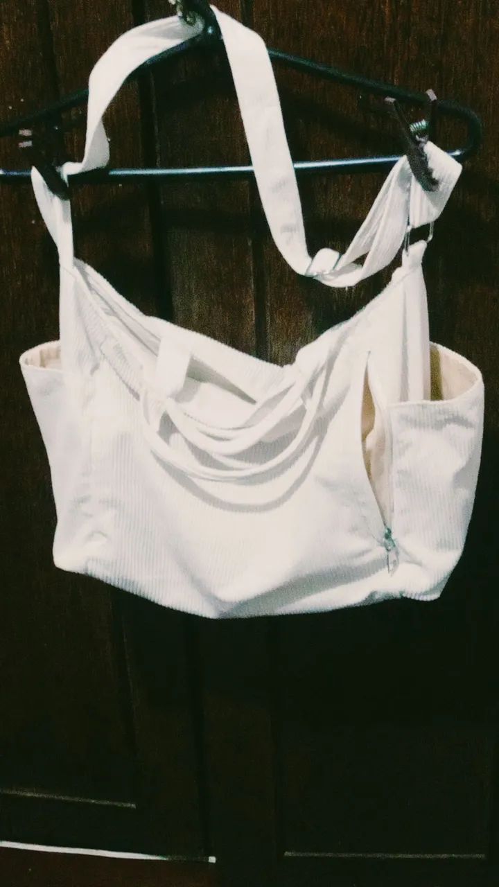 Bolsa mão  e ombro veludo bege