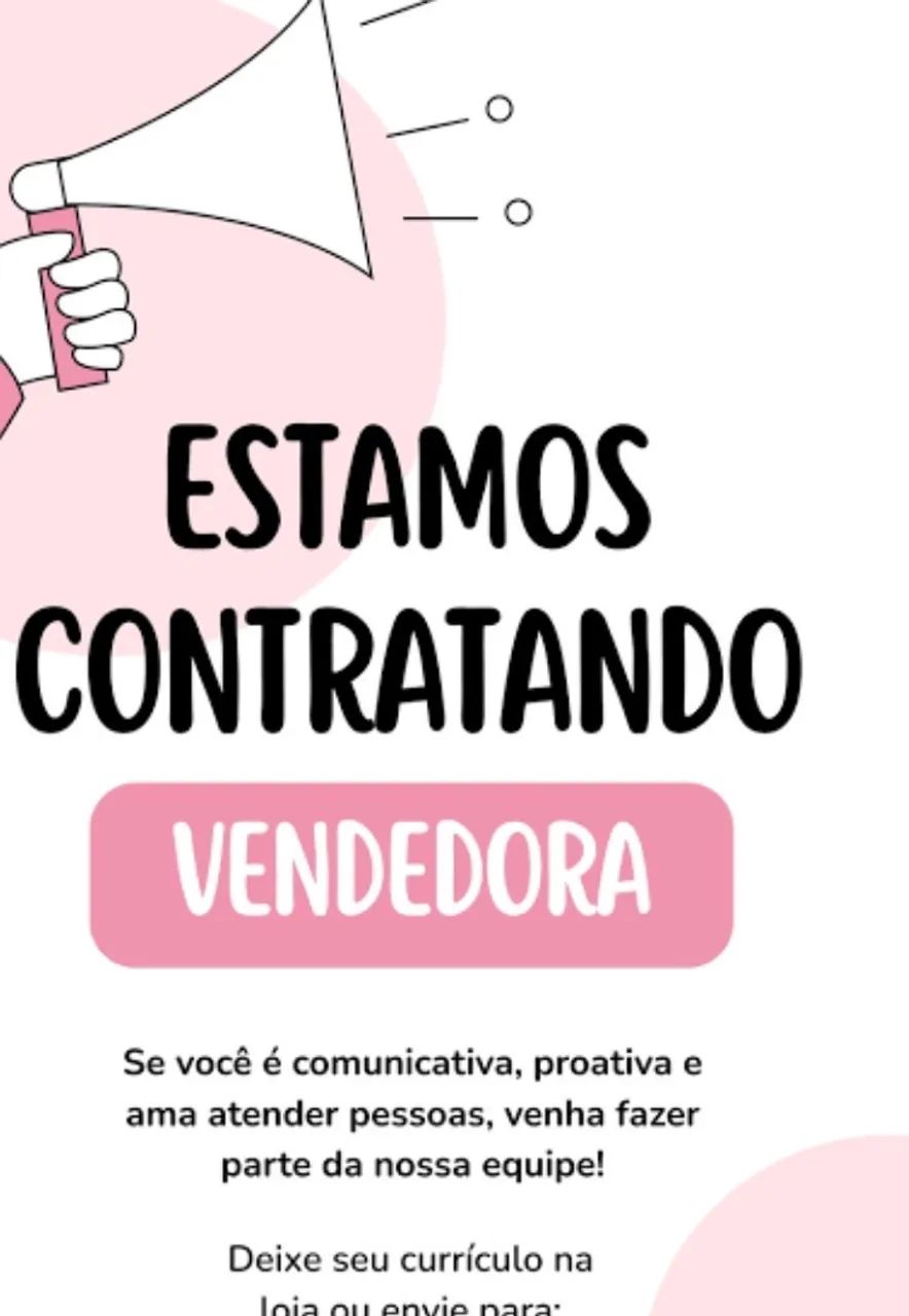 Estamos contratando vendedora (o)