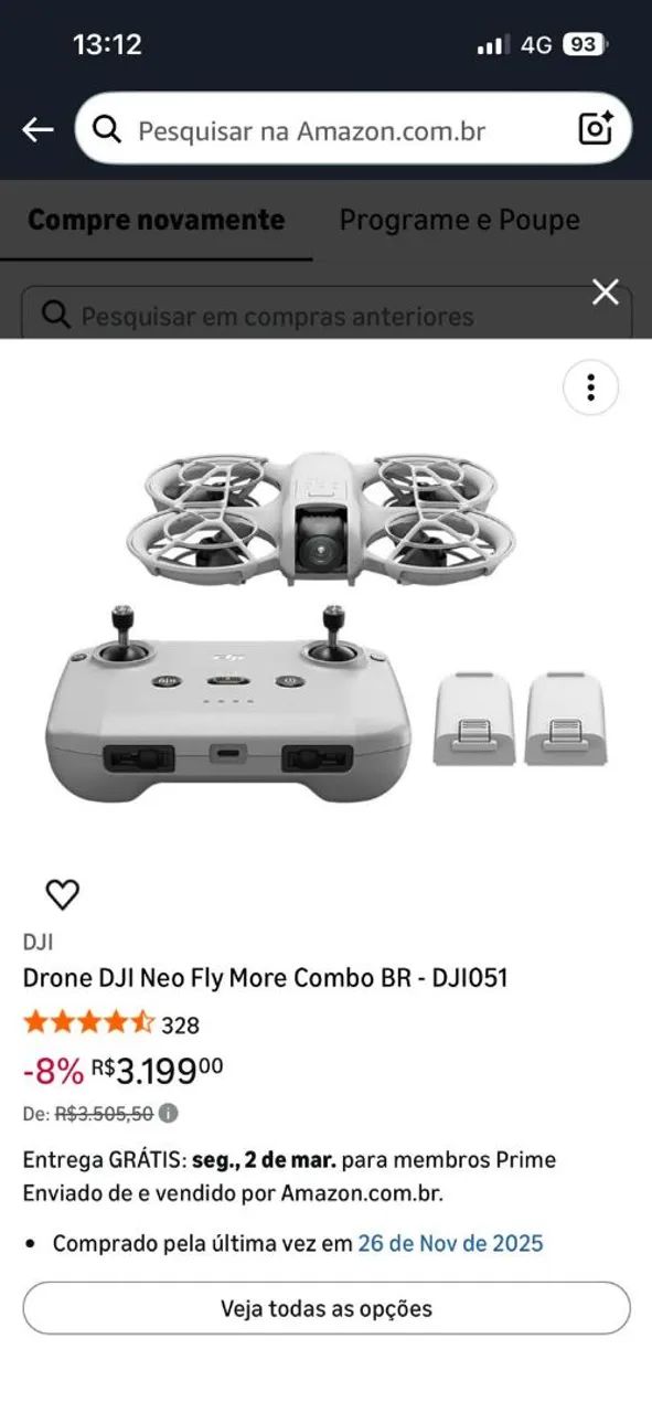 Drone DJI NEO com 3 baterias e controle - Foto 2