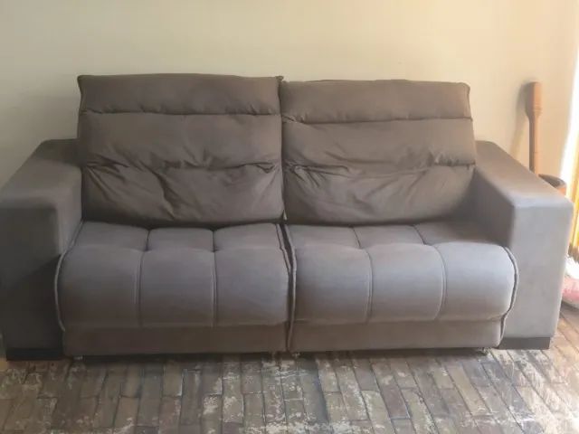 Sofá 3 Lugares Retrátil e Reclinável  2 M suede Cor marron