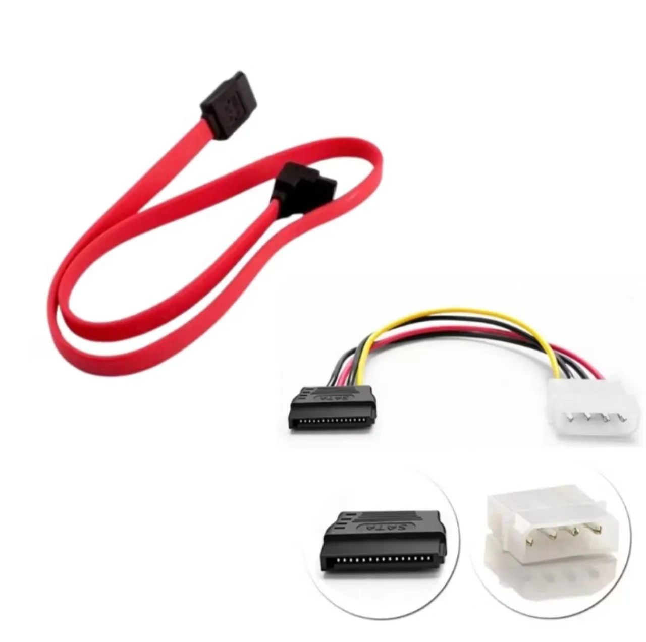 Kit Cabo SATA + Cabo de Força para HD, SSD e DVD