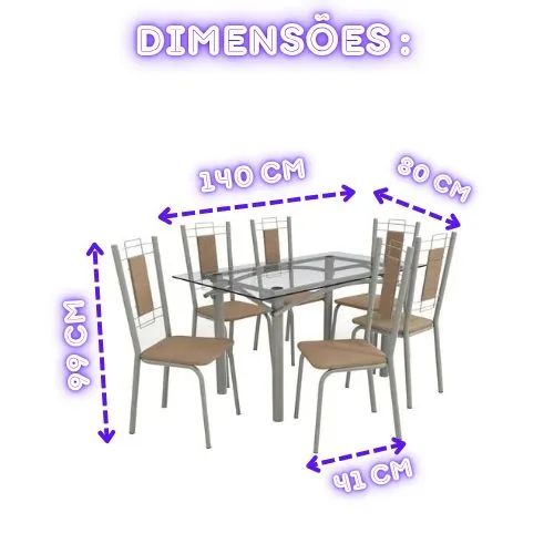 Mesa com 6 Cadeiras 1,40 m Kappesberg  - Foto 5