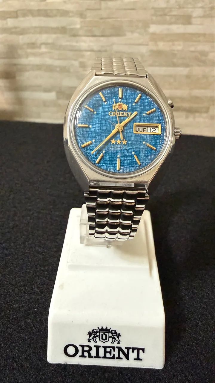 Relógio Orient Automático 3 Estrelas - Mostrador Azul Texturizado - Foto 5