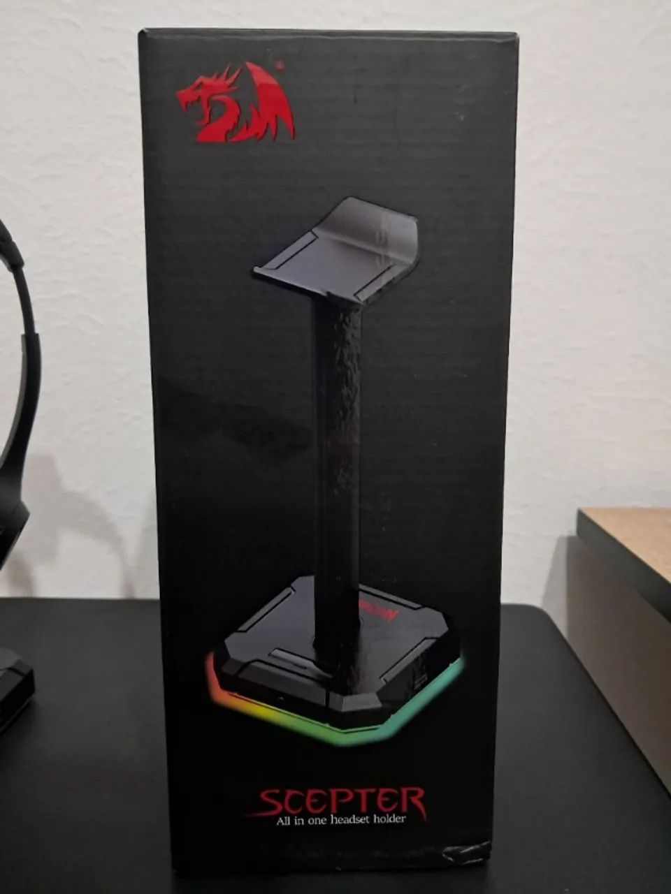 Suporte para Headset e Hub USB Redragon Scepter Preto - Foto 2