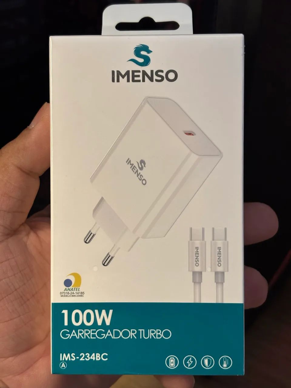Carregador tipo-c 100w lacrado 
