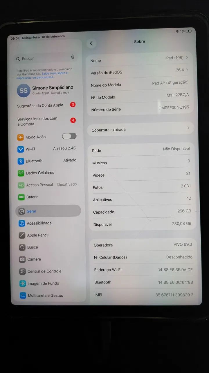 iPad Air 4 geração 256gb com chip  - Foto 2
