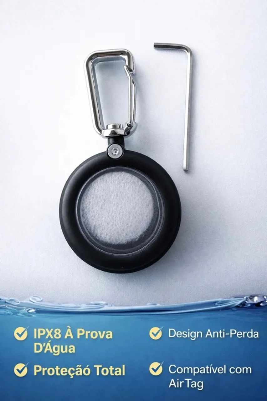 Capa Para Airtags, A Prova D'água De Tpu Chaveiro Ipx8 Preto - Foto 2