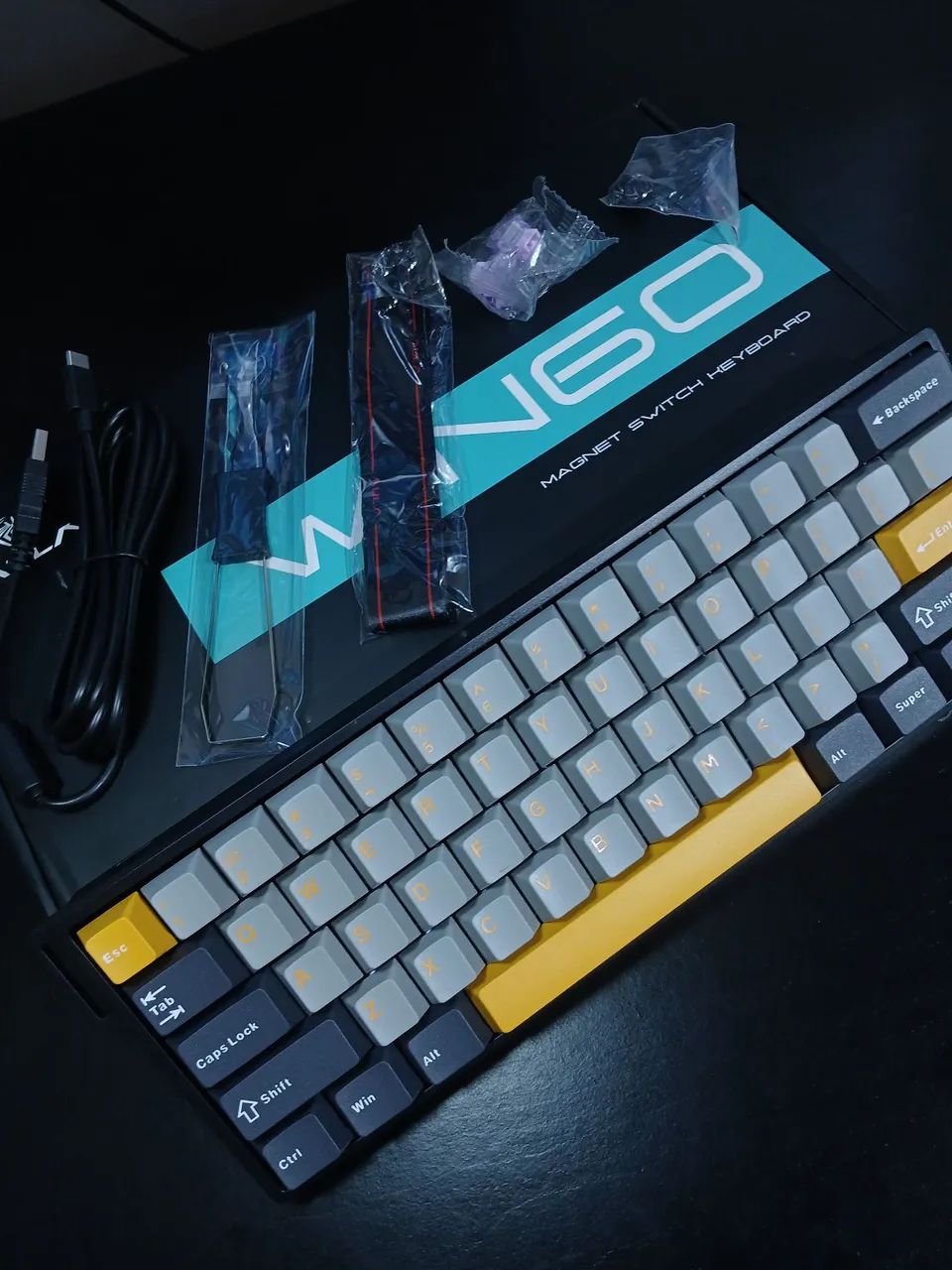 [NOVO] Teclado Magnético AULA WIN 60 MAX (Preto/Amarelo) - Foto 5