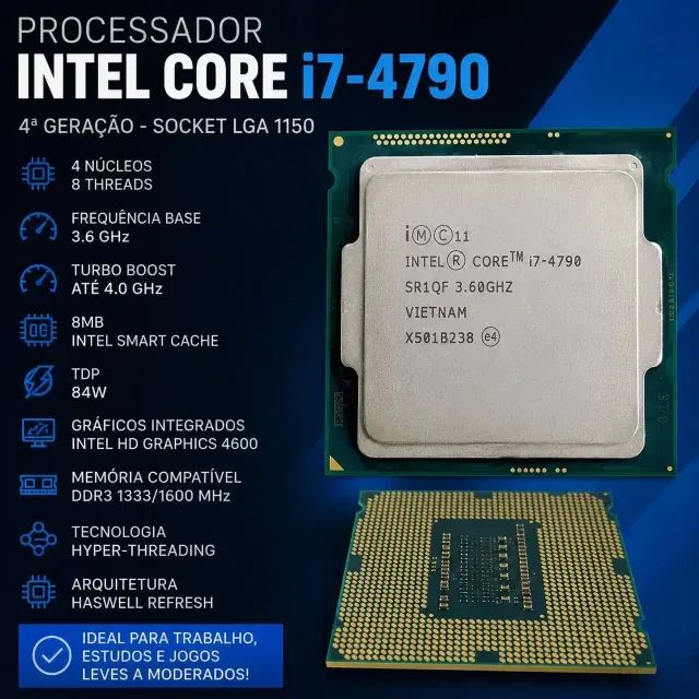 Processador Intel Core I7-4790 3.6ghz 8mb Lga1150 + Air Cooler