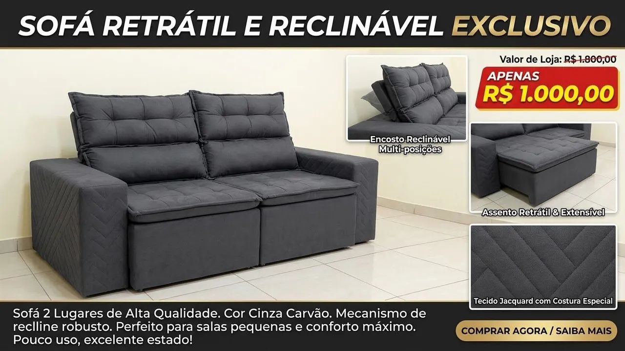 Sofá Reclinável 2 lugares - Foto 3