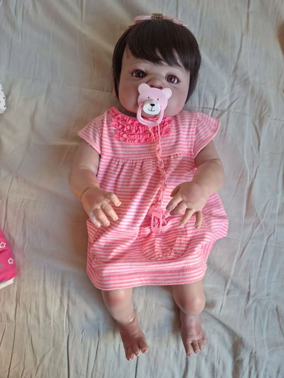 Boneca reborn em ótimo estado + kit acessórios