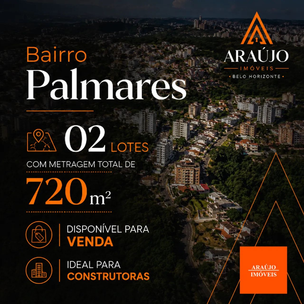 LOTES COM ÁREA DE 720M2 A VENDA NO BAIRRO PALMARES