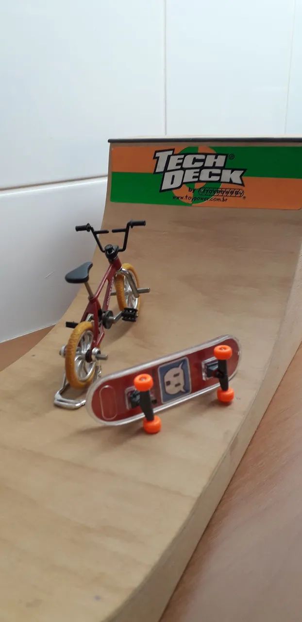 Half pipe Techdeck Madeira Finger Skate Finger Bike - Foto 2