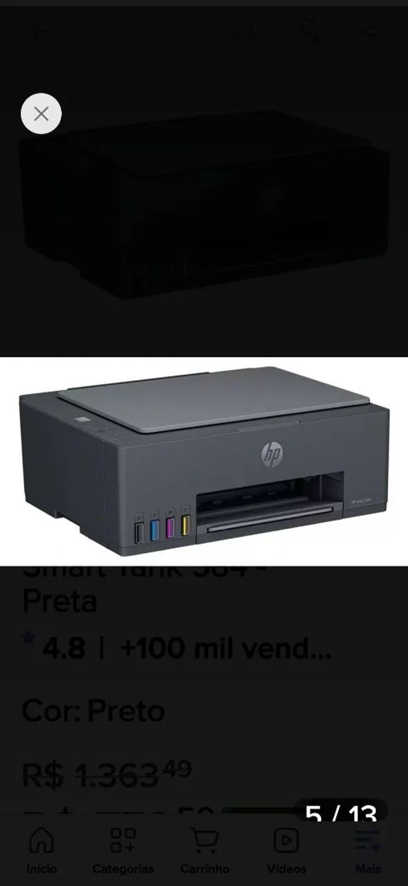 Impressora Multifuncional HP Smart Tank 584 - Preta
