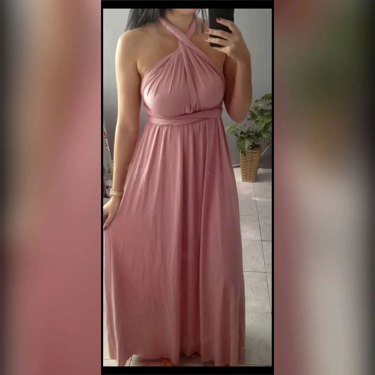 Vestido longo multi formas Rose gold 