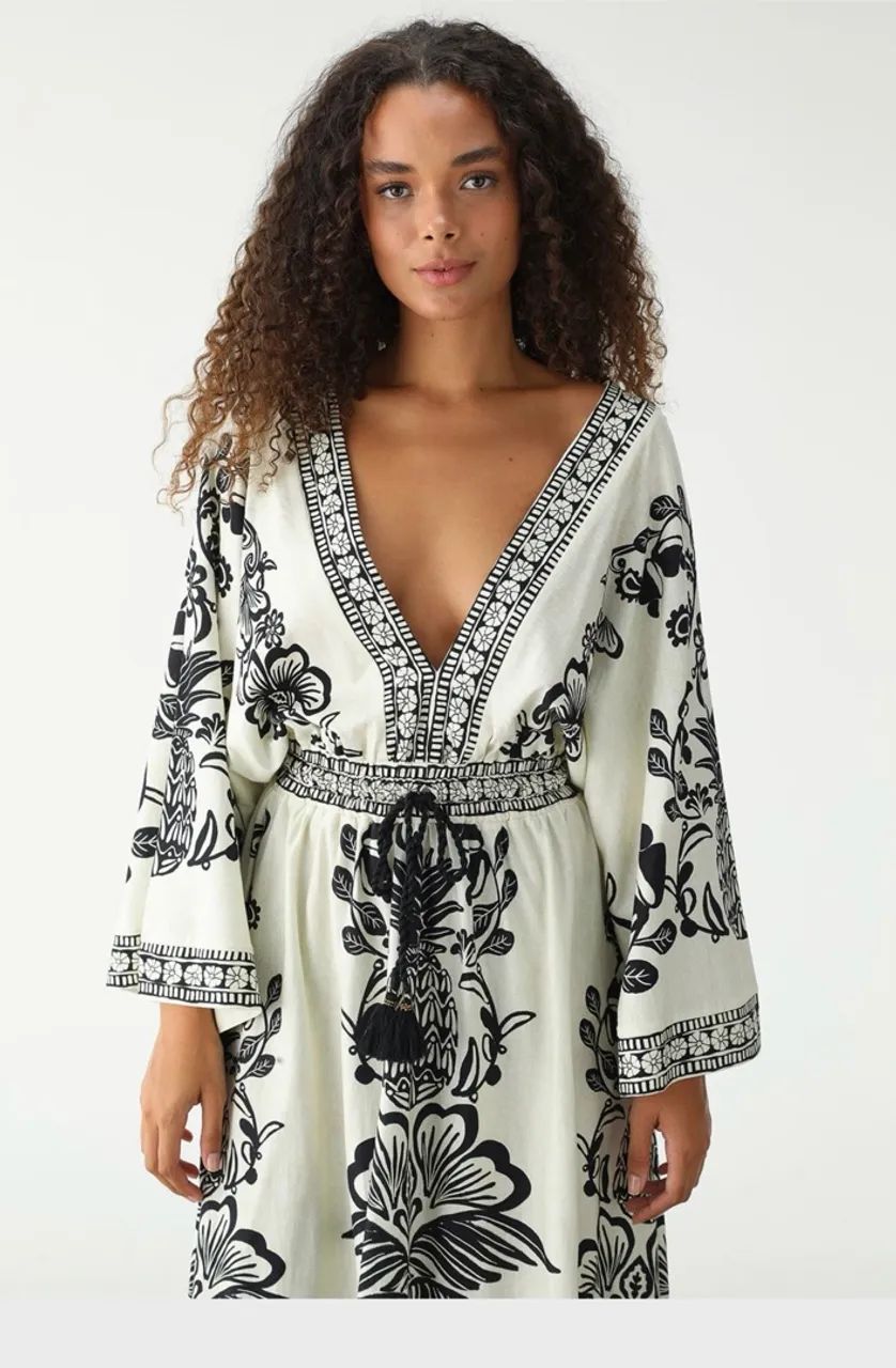 Vestido FARM Midi Doce Caminho Off-White  - Foto 2
