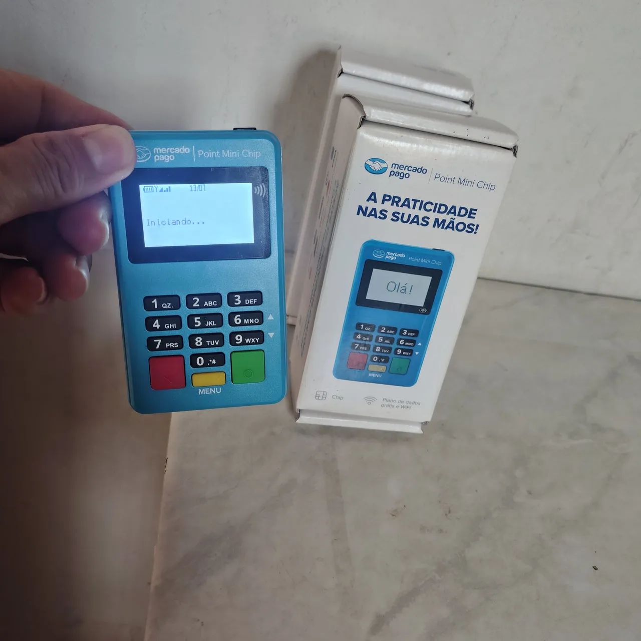 Máquina de cartão de débito e crédito Point Mini chip.
