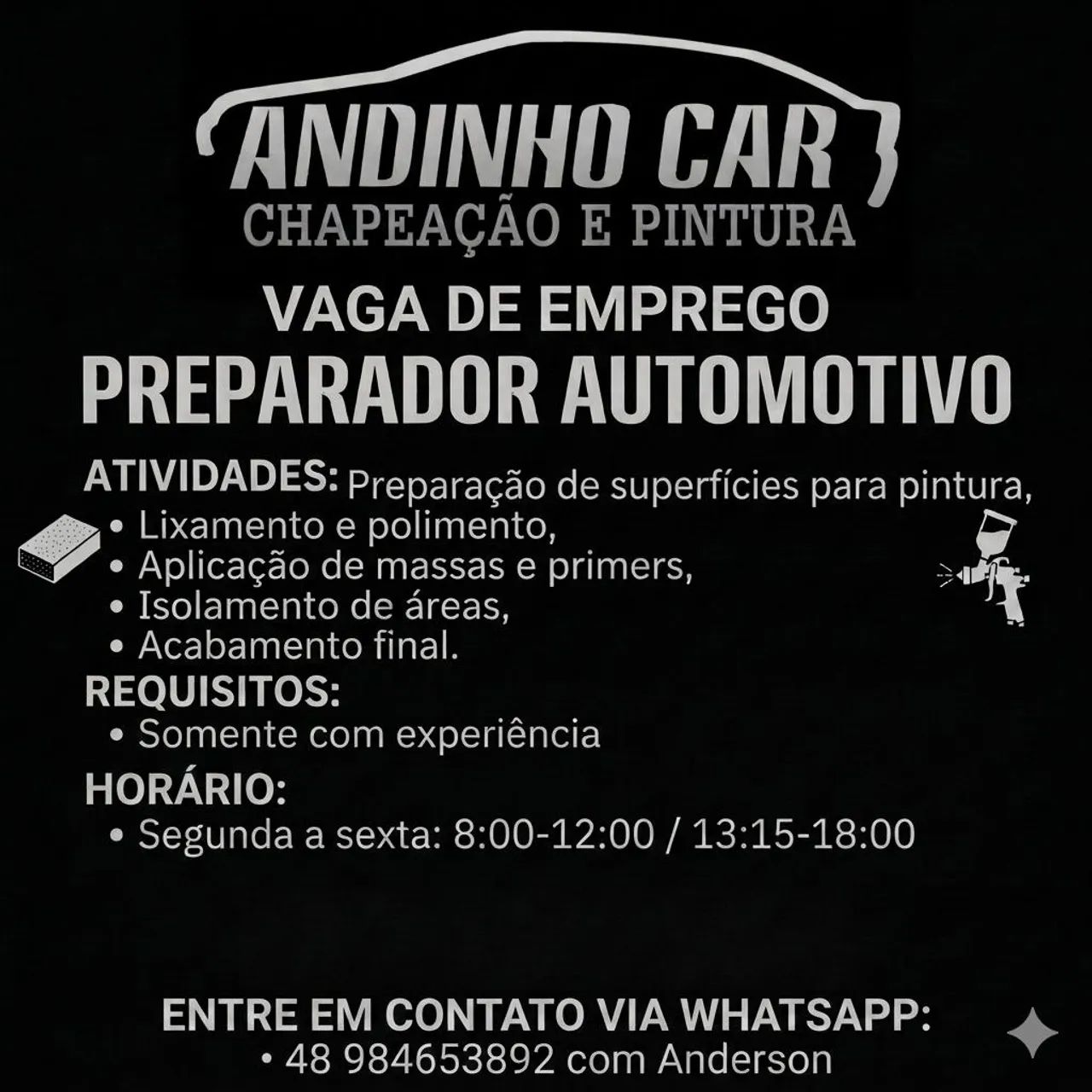 Vaga para preparador automotivo 