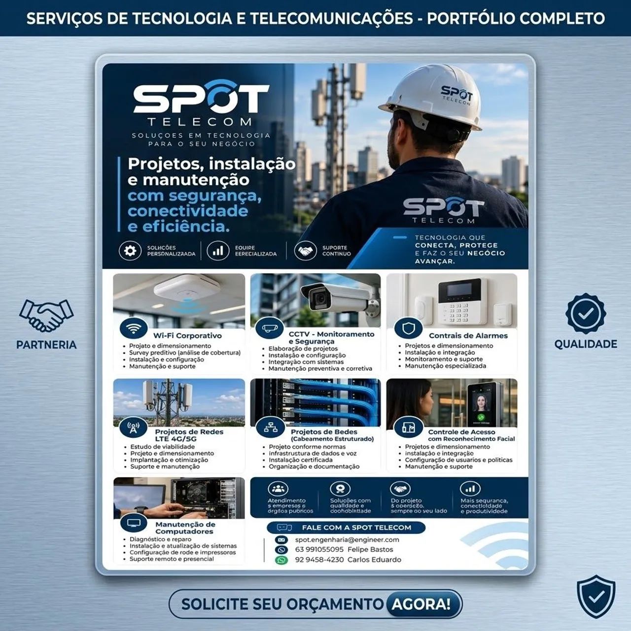 Serviços de Tecnologia e Telecom: Câmeras, Wi-Fi, Redes e Alarmes - SPOT