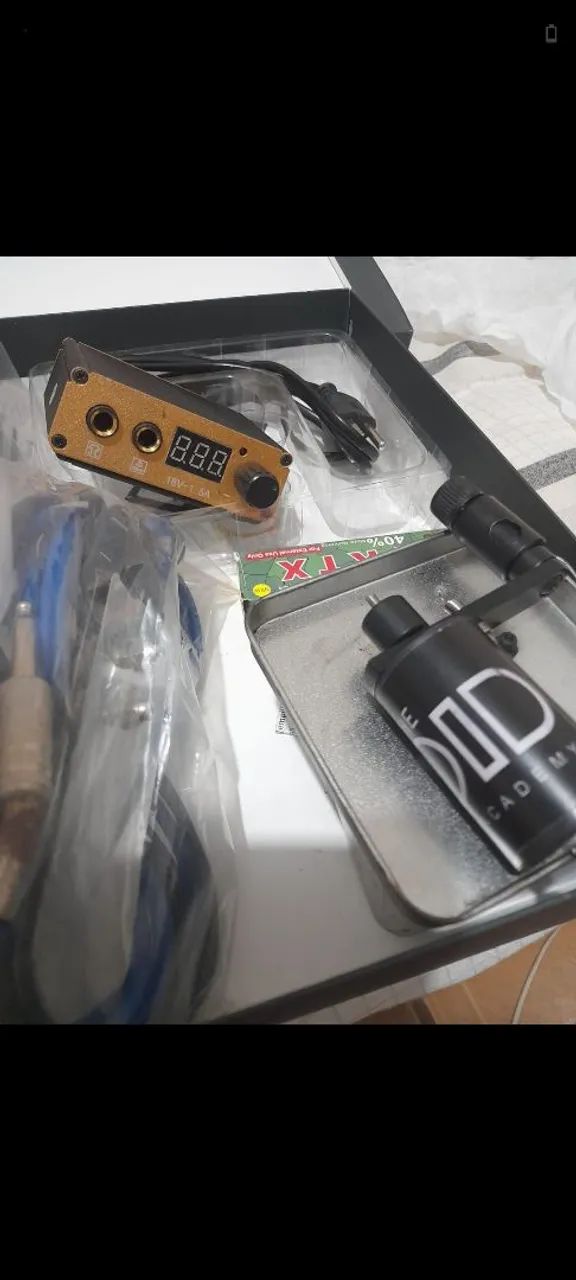 Kit completo:Máquina de tatuagem ,Maquina rotativa fonte digital caboRCA clip corde