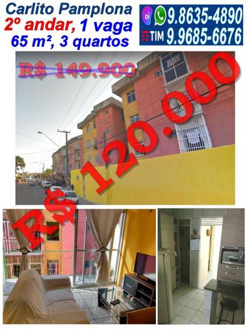 Apartamento no Carlito Pamplona, 65 m², 3 quartos, 1 vaga, Ao lado da Pracinha