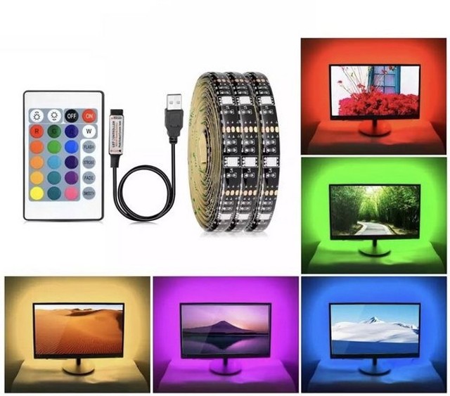 Fita de Led RGB Usb 5 metros 5v Colorida para Tv Computador Game Cpu 150 leds