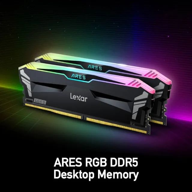 Memória RAM Lexar RGB, 32GB (2x16GB), 6400MHz, DDR5, CL32, Nova, Lacrada