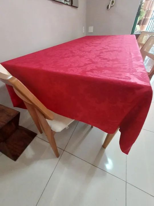 Toalha de Natal em Jacquard Vermelho - Foto 2