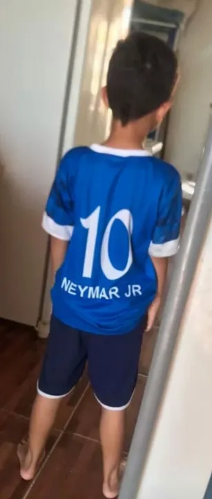 Conjunto Neymar infantil kit camisa shorts meião <br>